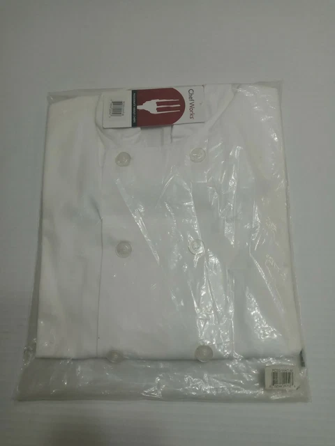 CHEF WORKS  White Chef Coat - Unisex- Size Medium- New Condition!!