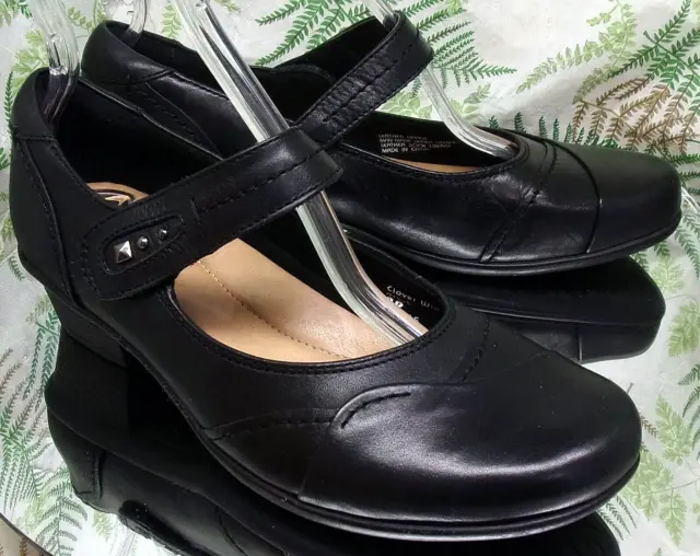 Earth Clover Black Leather Mary Janes Loafers Slip Ons Shoes Us Womens Sz 9 D