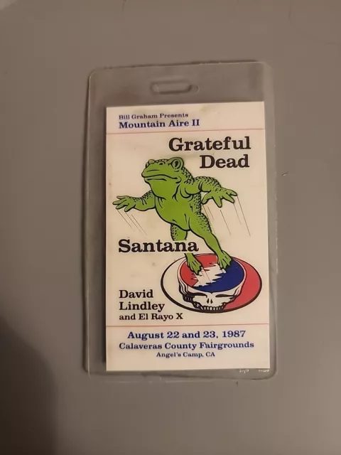 Grateful Dead David Lindley Mountain Aire 1987 Santana Laminate Backstage Pass