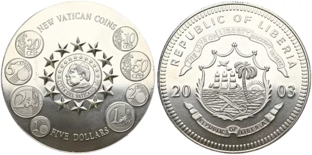 Libéria - Five 5 Dollars 2003 - New Vatican Pièces de Monnaie - UC #127