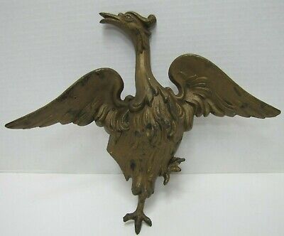 Antique Cast Iron Figural Spread Winged Bird Architectural Hardware Element