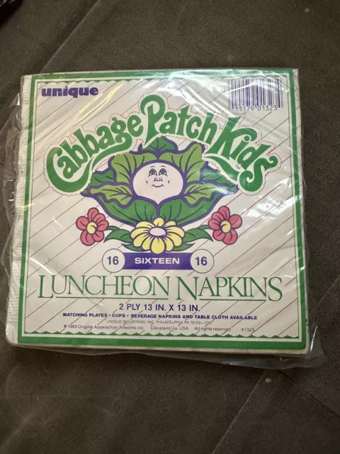 Vintage Cabbage Patch Kids luncheon beverage napkins NEW Still In Package 1983