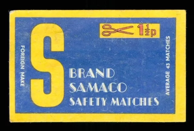 Streichholzschachtel Etikett S Marke Samaco Sicherheit passt Durchschnitt 43 ausländisch MK1149