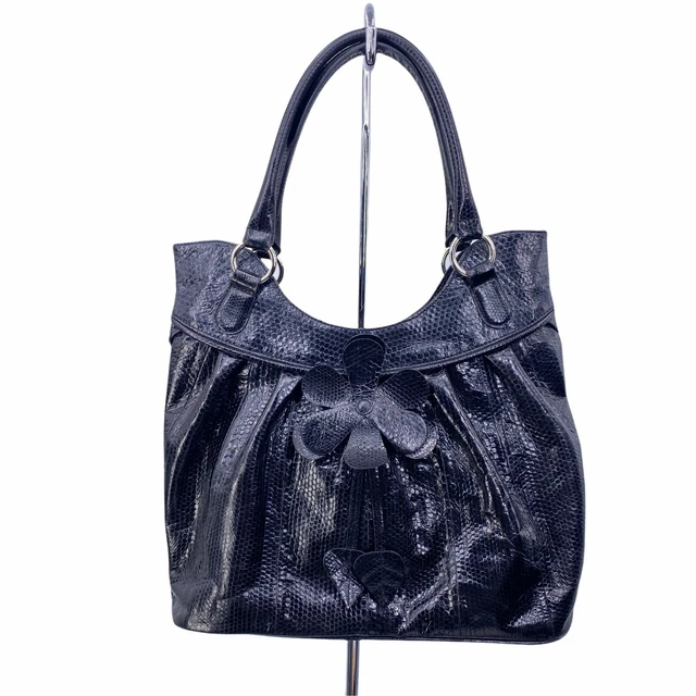 Nina Raye Black Genuine Sea Snake Skin Handbag Purse