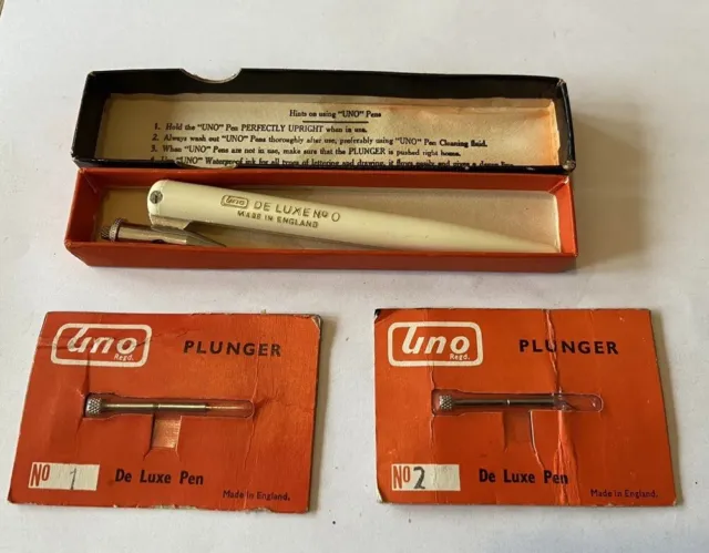 Vintage Uno Deluxe No.0 Pen & Original Box - Retro Art Supply Made in England