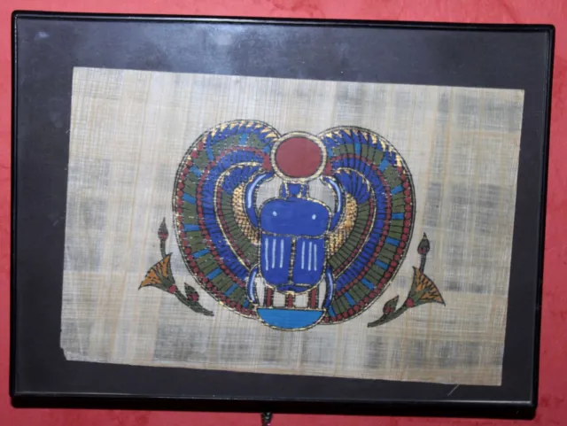 Papyrus Bild „Der Scrab hält die Sonne“ 15 x 10 cm, handbemalt