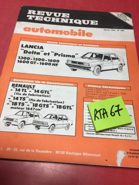 Revue Technique Automobile Lancia Prisma Delta 1300 1500 1600 1600GT 1600HF