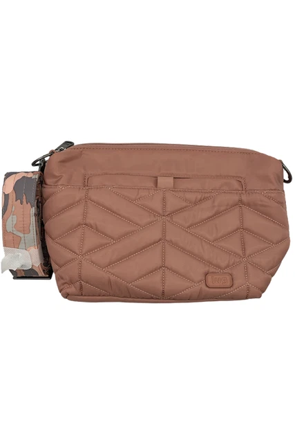 Lug RFID Quilted Crossbody with Printed Strap Flare Blush Pink