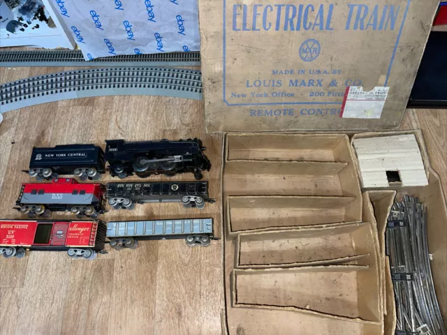 VINTAGE Marx O Gauge Electric Train Set 999 Locomotive NYC Tender Cars and Box