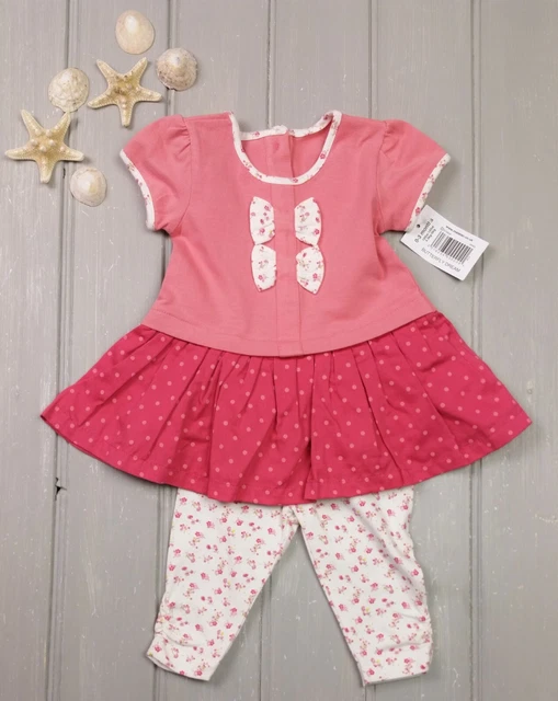 T-shirt bambina MATALAN abito con fiocchi e leggings abito 0-3 mesi nuova con etichette