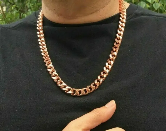 Pure Solid Copper Cuban Chain Necklace Curb Link Rider Arthritis Necklace