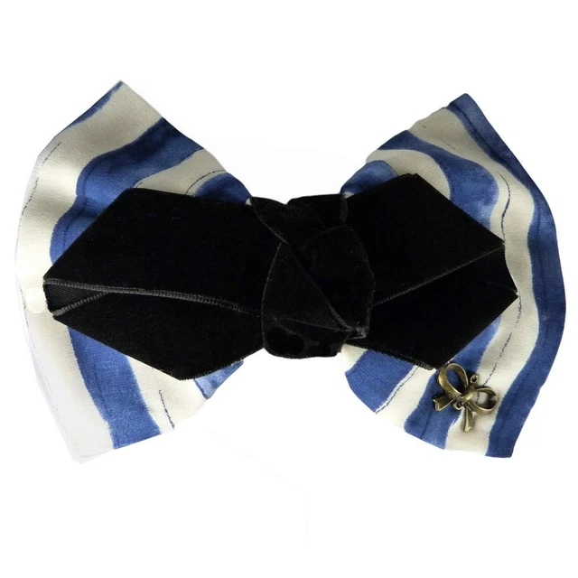 Barrette à Cheveux Nœud Papillon En Organza Rouge Bordeaux - Cabochon Argenté