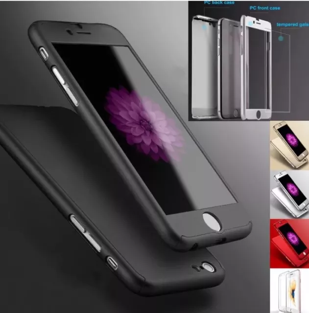 New Hybrid 360° Hard Ultra thin Case + Tempered Glass Cover For iPhone 6 6S
