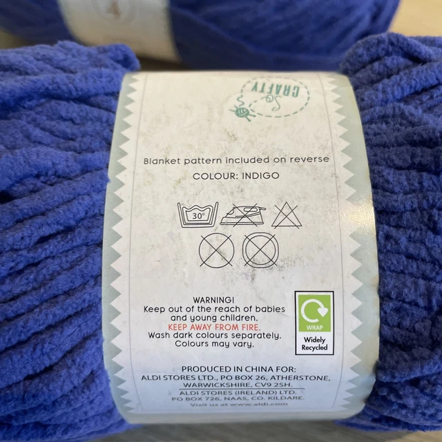 ALDI KNIT & Purl Baby Yarn Indigo 3 x 100g £9.50 PicClick UK