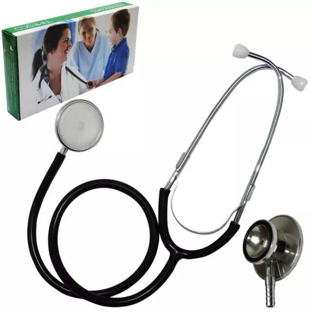 Timesco Double Tête Professionnel Médecins Cardiologie Stéthoscope Noir Tube