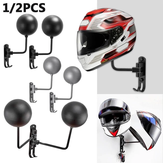 2pcs Motorcycle Helmet Holder Hook Jacket Bag Display Rack Wall Mount Hanger