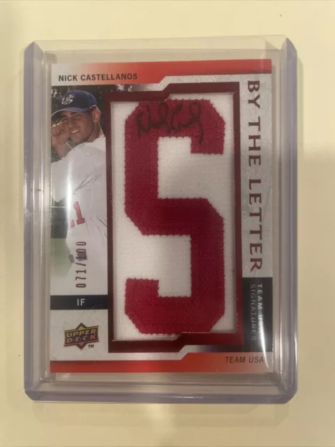 NICK CASTELLANOS 2009 Upper Deck 71/100 By The letter PATCH AUTO TEAM USA
