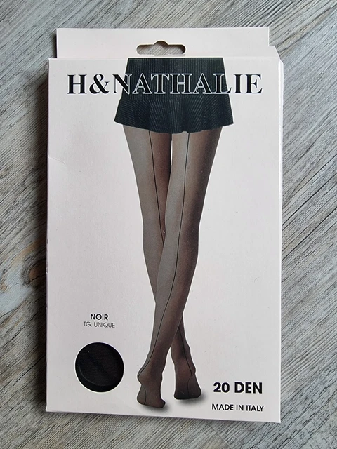 Collant Fantaisie H & NATHALIE - Haut 20D / Bas 60D - Noir - Taille TU (jusqu'au T42)