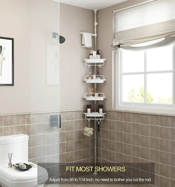 4 Layer Bathroom Organizer Wall Rack Caddy Corner Storage Shelf Pole Shower Bath