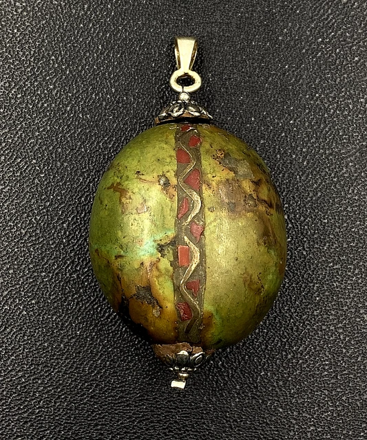 Vintage Argento Sterling Con Vecchio Turchese Ciondolo Di 51 Grammi