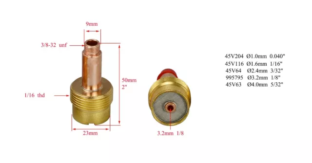 TIG Gas Lens Collet Body Jumbo Ceramic Cup SR WP 17 18 26 Welding Torch 67pcs 3