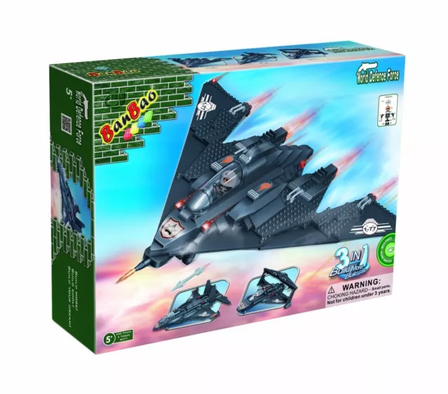 Flugzeug Kampfjet Jet 3-in-1 Fighter Banbao 8477 Konstruktion Spielzeug