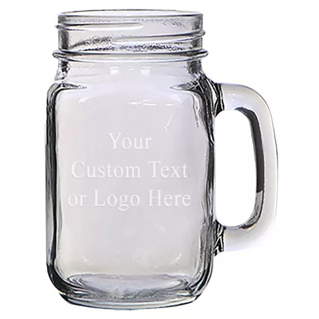 Custom Laser Engraved 16 oz Glass Mason Jar Mug for Beer Tea Drinks Alcohol