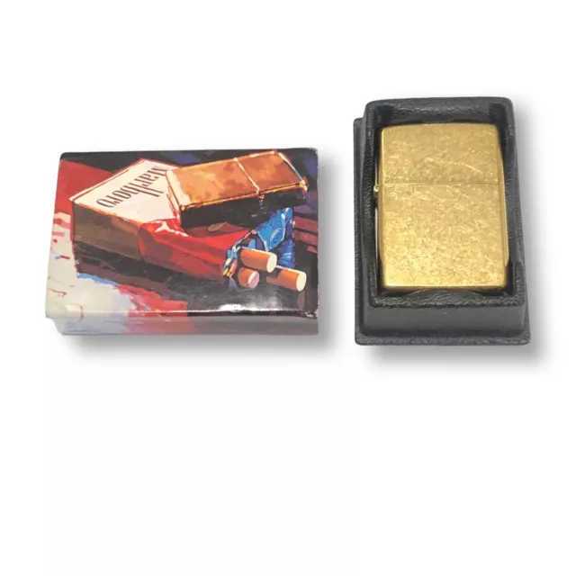 2003 Zippo Lighter D 04 Original Marlboro Box Brass Gold Dust Finish New