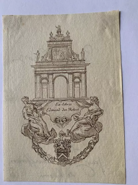 Ex-libris DES ROBERT Edmond, 110 x 62 mm, artiste KAUFFMANN (Suisse)