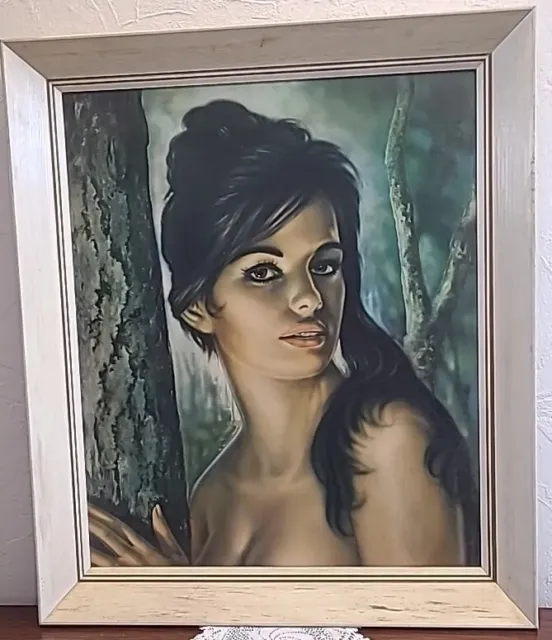 Tina By J H Lynch Portrait Large Print Original Frame Purchased 1963 Vintage