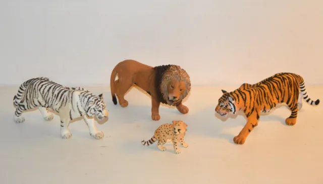 4pcs Réaliste Modèle de Tigre Blanc Figurines D'animaux Sauvages Mini Jungle