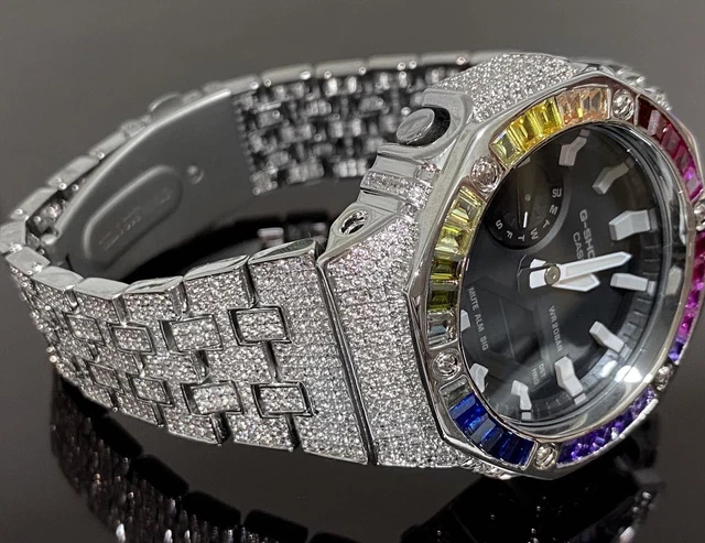 With main body G SHOCK GA2100 Custom Full Zirconia Set Metal Kashioak Zircon