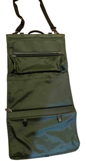 Tumi Garment Bag  Balistic  Tri-Fold  W/ Shoulder Strap and  Door Hook — Green