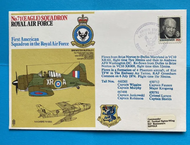GB RAF Cover 1974 1st American Squadron In Royal Air Force No 71 Eagle Squadron