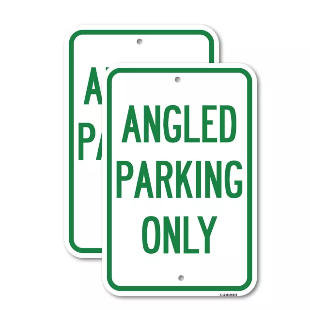 (2 Pack) Angle Parking Only 12" X 18" Aluminum Sign Heavy-Gauge Rust Proof