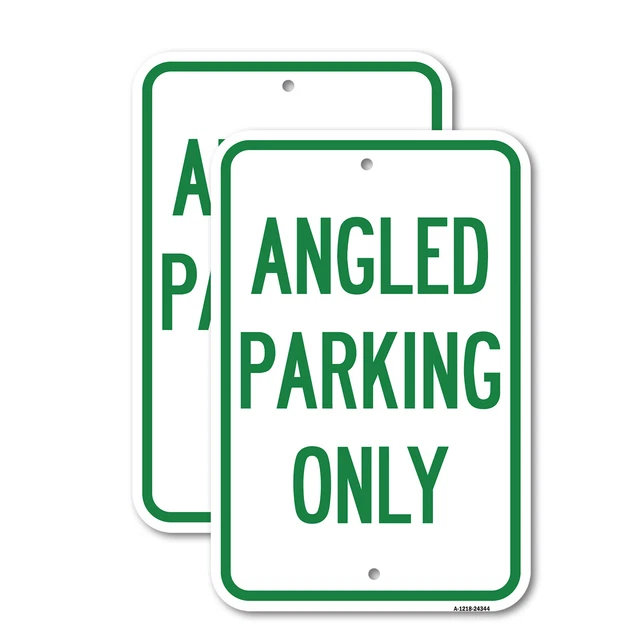 (2 Pack) Angle Parking Only 12" X 18" Aluminum Sign Heavy-Gauge Rust Proof