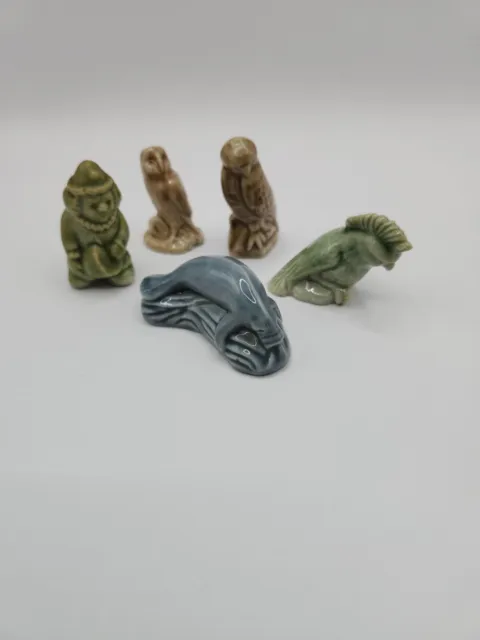 Wade Pottery Figurines Lot Of Five Owl Clown Walrus And Cockatoo