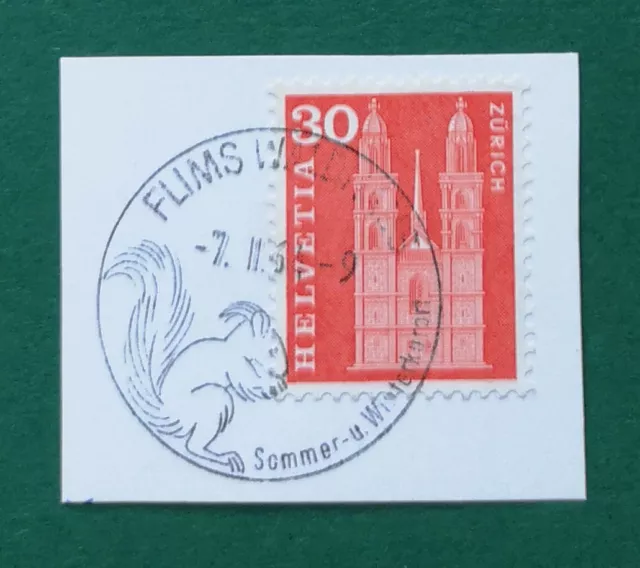 Schweiz Postkartenstück 1964 Flims SSt Eichhörnchen