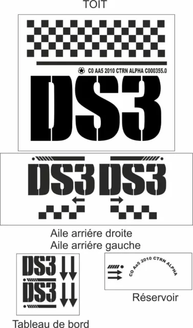 Pour DS3 Kit complet body- autocollants Stickers adhésifs pour voitures Citroen 2