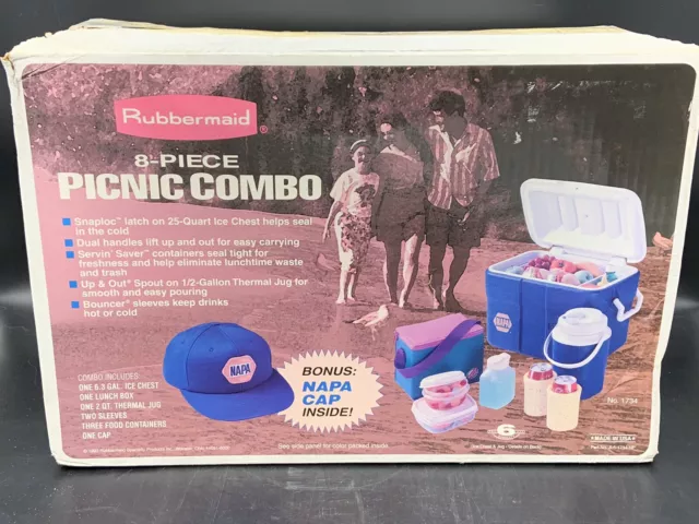 VTG NAPA Cooler Combo Set Rubbermaid 25qt Complete In Original Box