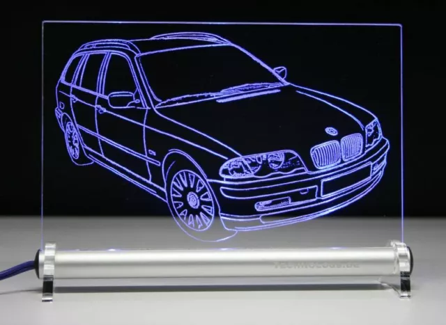 LED Leuchtschild graviert ist  BMW 3  E46 Touring Kombi  AutoGravur