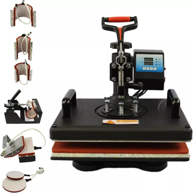 8 in 1 Heat Press Machine Sublimation Printing 15''x12'' for T Shirt Mug Plate