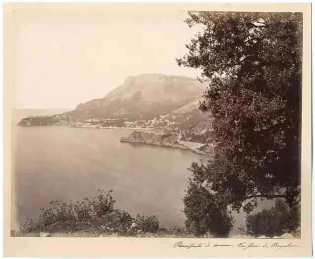 Monaco, vue générale prise de Roquebrune  vintage albumen print, Tirage albu