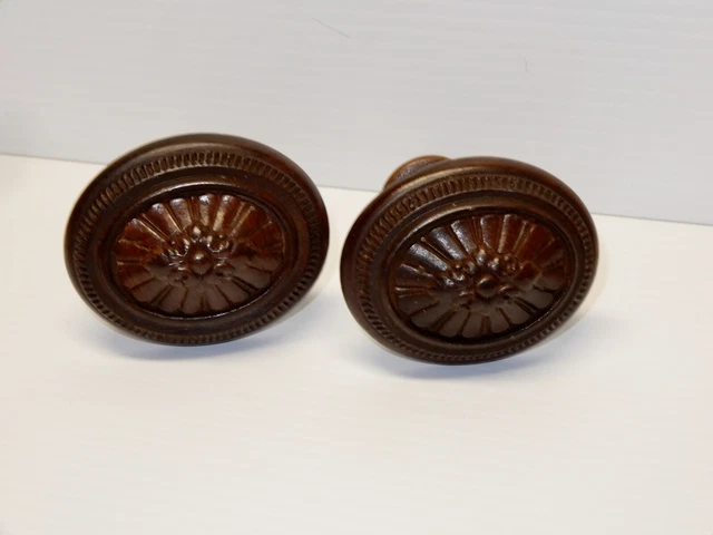 Antique Pair Walnut Carved Window Curtain Tieback Holders Ca. 1860