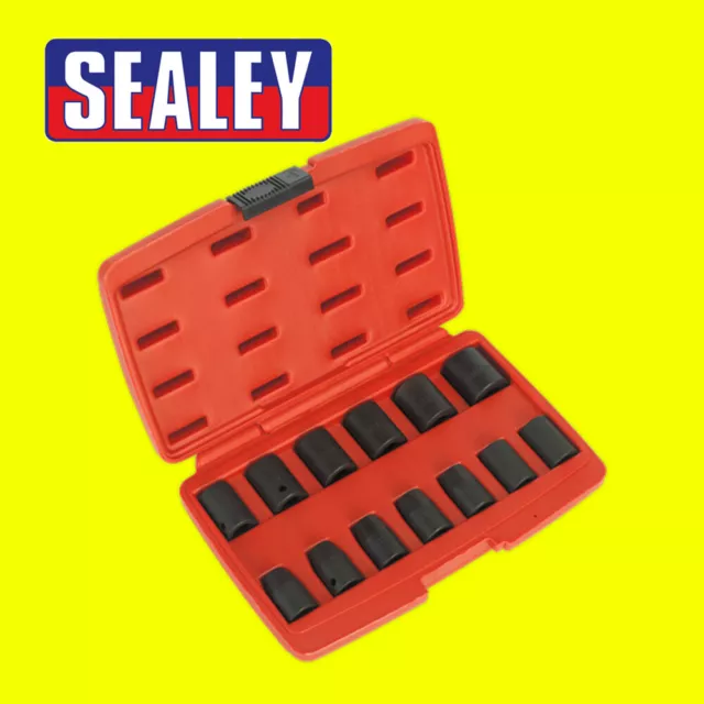 Sealey Air Impact Wrench Socket Set 13 Piece 1/2 Square Drive Metric 10 - 24mm