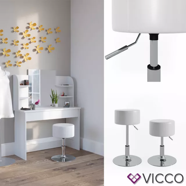 Vicco taburete diseño taburete tocador ajustable en altura Blanco