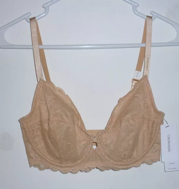 Calvin Klein Seductive Comfort W/Lace Full Coverage Uw Bra Nude Sz 34Dd Nwt