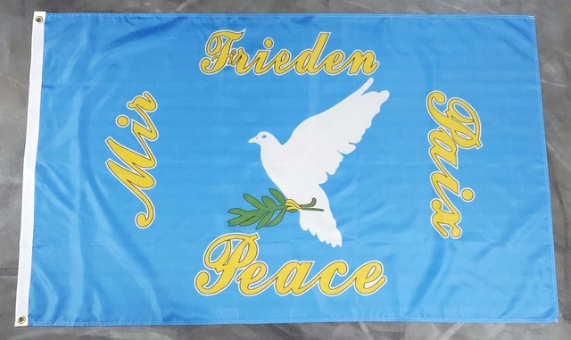 Peace Flagge 90x150cm – Friedenstaube Mit Regenbogen, Hissflagge Aus Polyester
