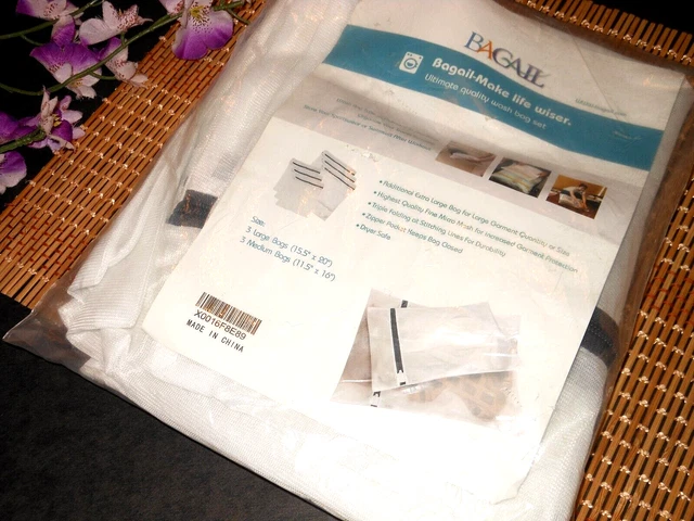 6 PC ~ BAGAIL FINE MESH LAUNDRY BAGS 3 Medium , 3 Large  11.5 x 16  , 15.5 x 20