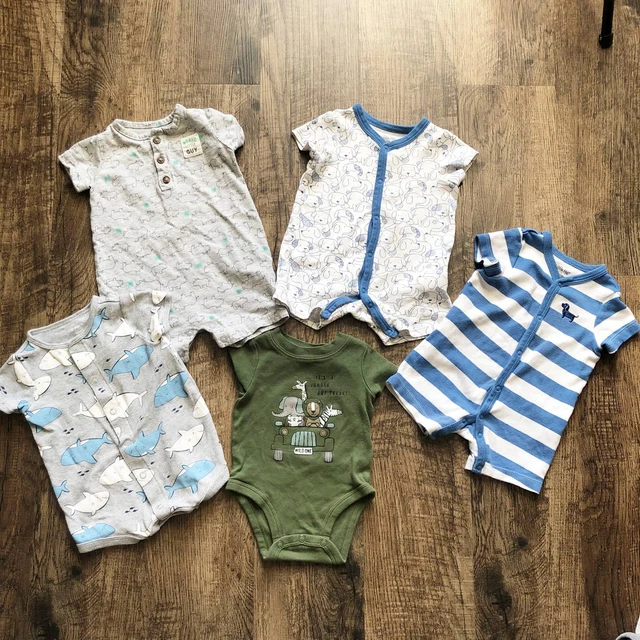 Carter's/ Little Me Baby Boy 3 months One Piece Short Sleeve Bodysuits Lot of 5